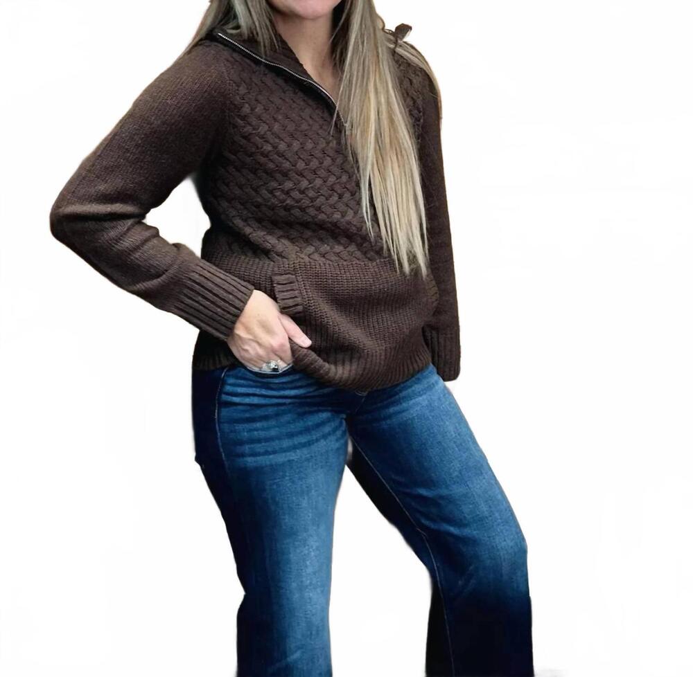 NEW COTTON & RYE women's cable sweater in brown